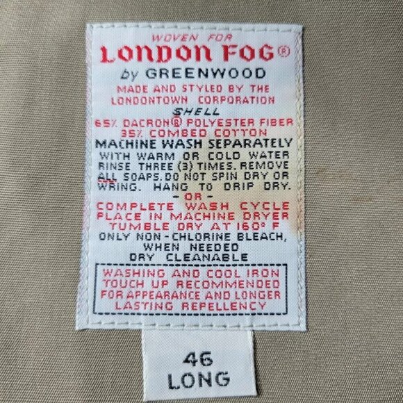 London Fog Maincoats Trench Coat Men Size 46L Zip Out Sherpa Liner Vintage - Picture 9 of 15